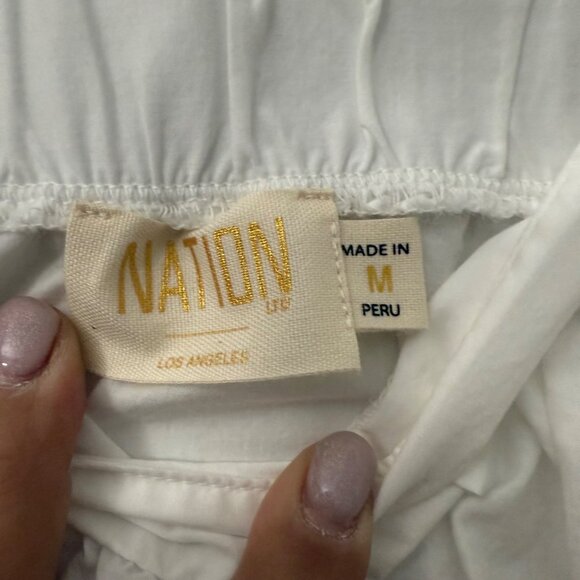 Nation LTD White Camille Easy Sun Dress Tiered Flutter Sleeve Midi Womens Medium - Picture 4 of 7